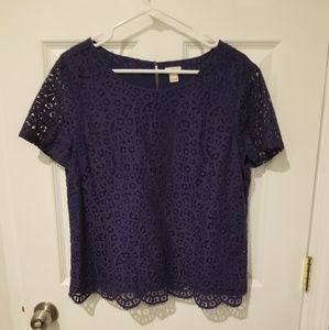 Gently worn J. Crew navy lace shirt